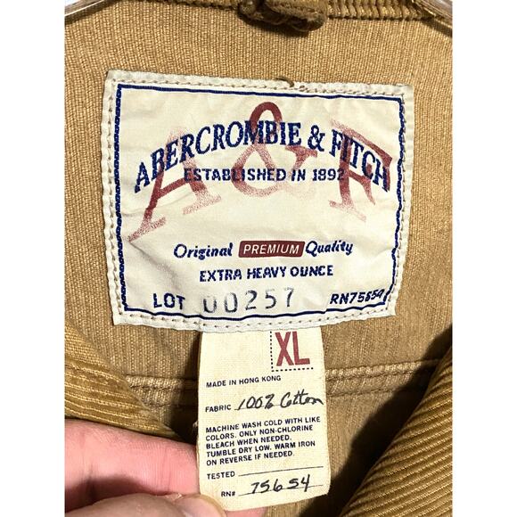 VTG 90s Abercrombie Corduroy Work Jacket Extra Heavy Ounce Distressed Mens L/XL - Picture 4 of 10